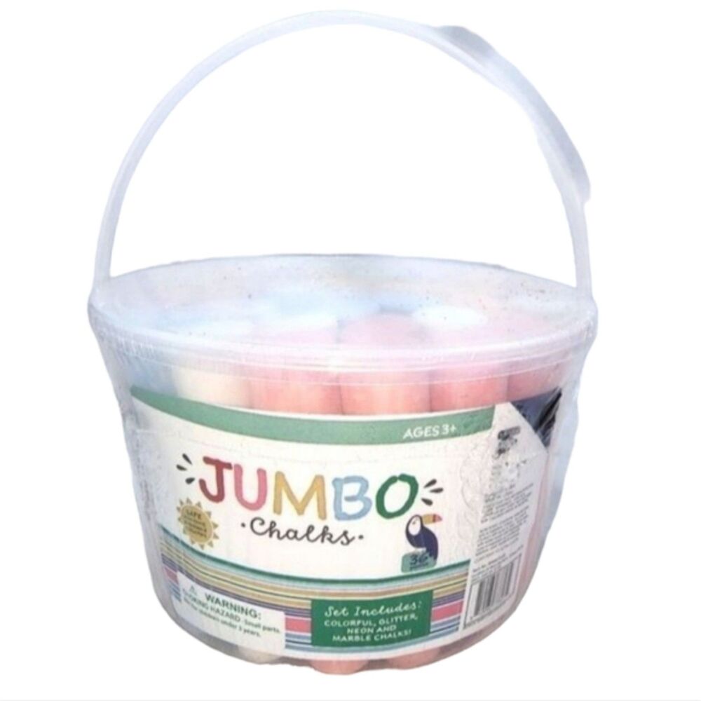 Anker Play NWT Bucket of 36 Multicolored‎ Jumbo Chalks (1"X4" Each)